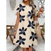 Women's Casual Geometric Print Short Sleeve A-Line Dress, Summer Boho Style