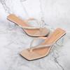 2025 New All-Match Open-Toed Diamond Flip-Flops Comfortable Soft Soles Thick High Heels For Women