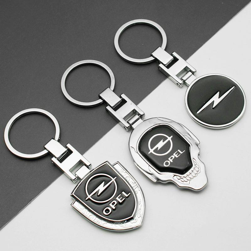 BBFP7 Metal/Leather Car Keychain Badge Emblem For Opel Astra Grandland Corsa Mokka Frontera Insignia Zafira Key Chain Rings Accessorie