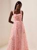 2026 Sommer Europäisches & Amerikanisches Damen Quadratischer Ausschnitt Netz-Taille Abendkleid
