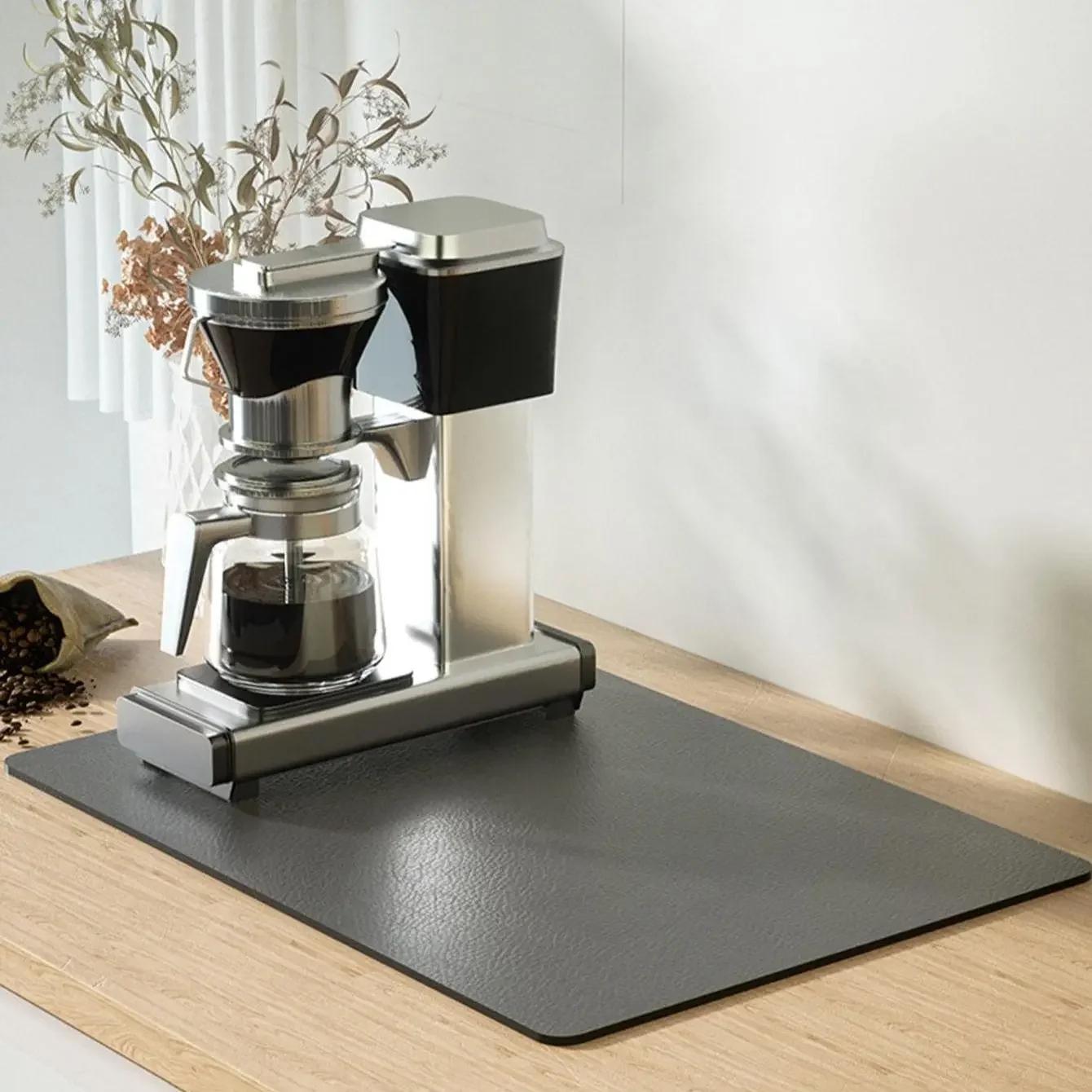 

1pc-Pu Leather Countertop Draining Mat Kitchen Bar Drain Pads Absorb Water And Dry Quickly For Washstand Bathroom Floor Mats