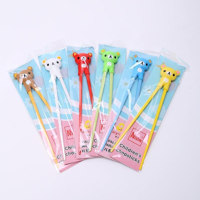 1pc Cute Bear Training Chopsticks for Kids Aids Sushi Sticks Children Chopsticks for Children Learner Helper Kids Favors KZ007