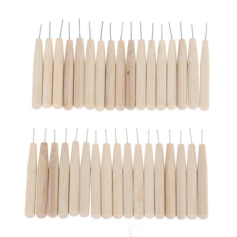 30Pcs Bamboo Interdental Brushes Dental Floss Cleaners Teeth Brush Toothpick