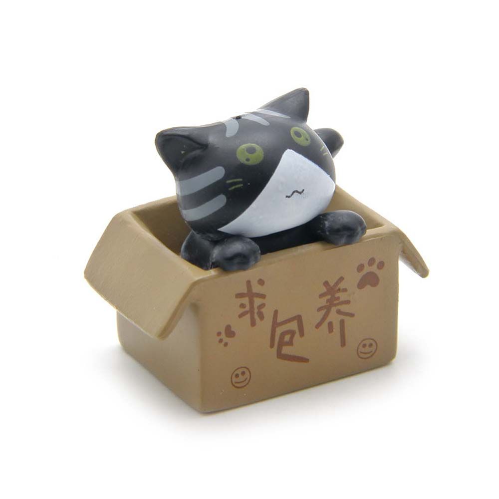 Miniatures Statue Kitten PVC Crafts Cartoon Poor Box Cat Kitty Model Car Figurine Small Statue