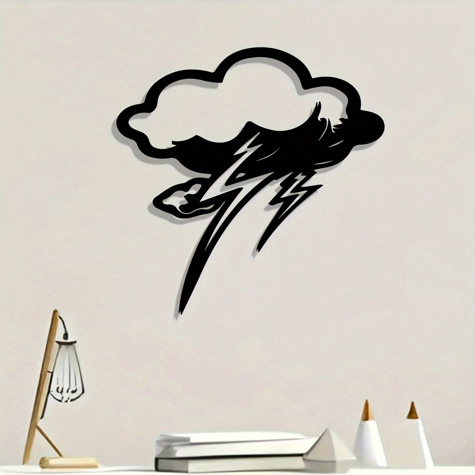 Vintage Style Metal Wall Art Cloud Lightning Forged Sculpture Office Home Decor Gift