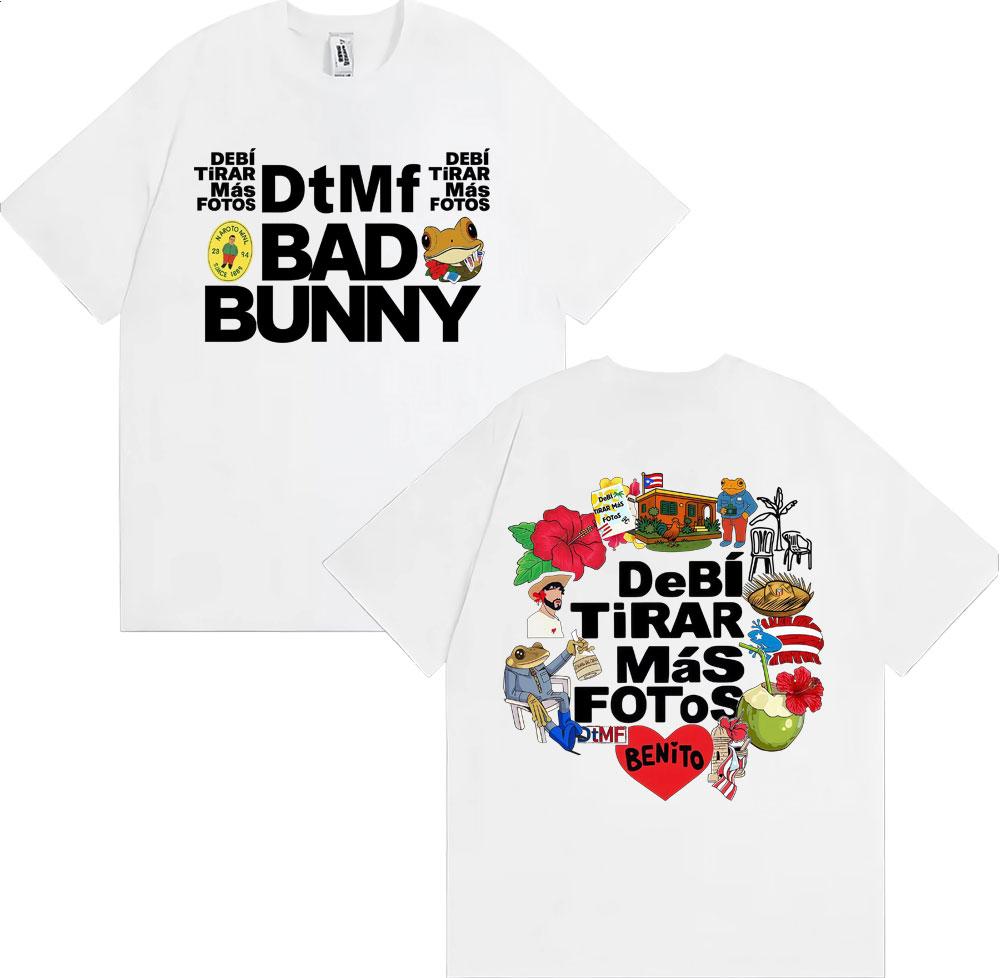 DTMF Bad Bunny Debi Tirar Mas Fotos 2026 Tour Print Tee Shirt Men Women Hip Hop Pop Music T Shirt 100% Cotton T-shirt Streetwear