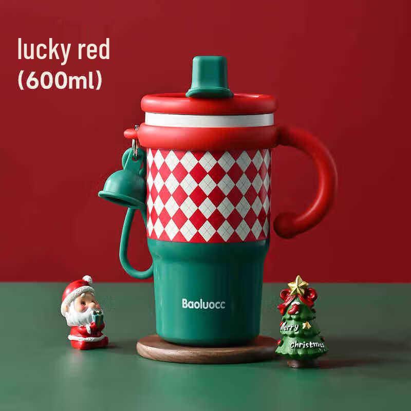 CH Высококачественная термокружка для путешествий с двойной крышкой и трубочкой 600ML