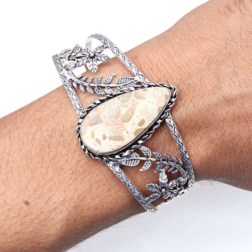 Birds Eye Jasper Gemstone Handmade Jewelry Cuff Bracelets 7''Adjustable