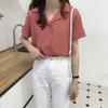 2021 Spring Retro Korean Style Women's Short Sleeve Lapel Shirt