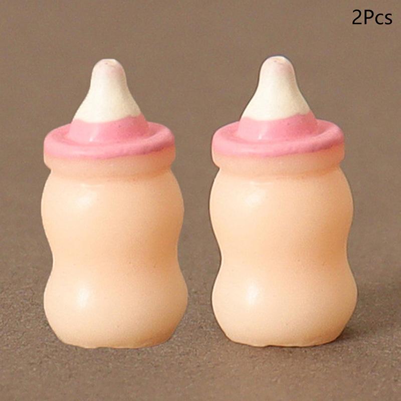 

2 шт., милая имитация мини-бутылки для молока, миниатюрная детская бутылочка, аксессуары для кукольного домика «сделай сам»