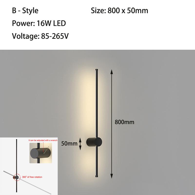 Modern Indoors LED Wall Lamp Bedroom Living Room Background Corner Sconce Atmosphere Lamp Nordic LED Long Bedside Wall Light