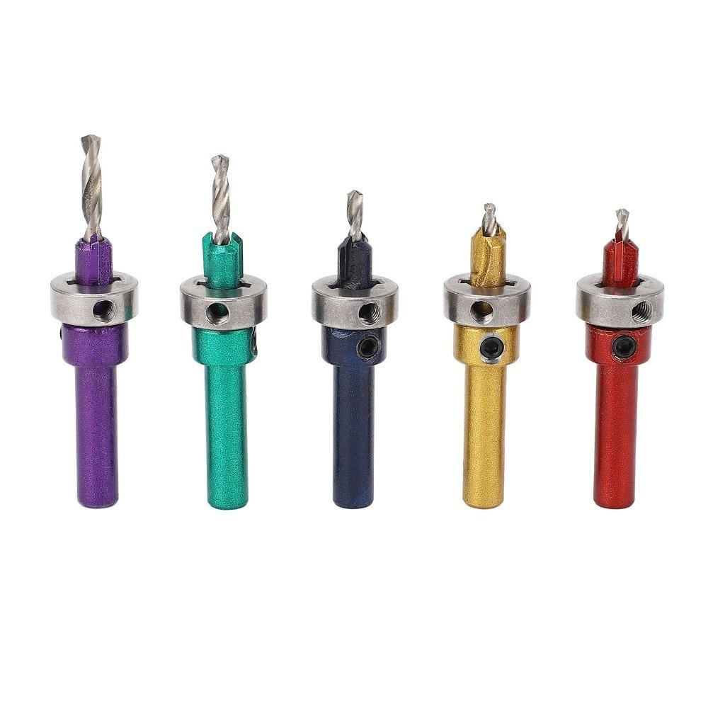 

5PCS Alloy Steel Countersink Drill Bit Set 2.8-4.0mm Hex Wrench Tapered Counter Sink Drill Bit Tapered Depth Stop