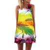 European and American New Retro Digital Printing Crew Neck Hot-selling Off-the-shoulder Medium and Long Vest Dress