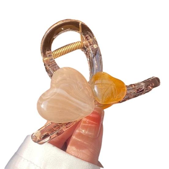 Haarkralle Klare Gelee-Textur Doppelherz-Design Mittlere Größe Haarspange Stabil