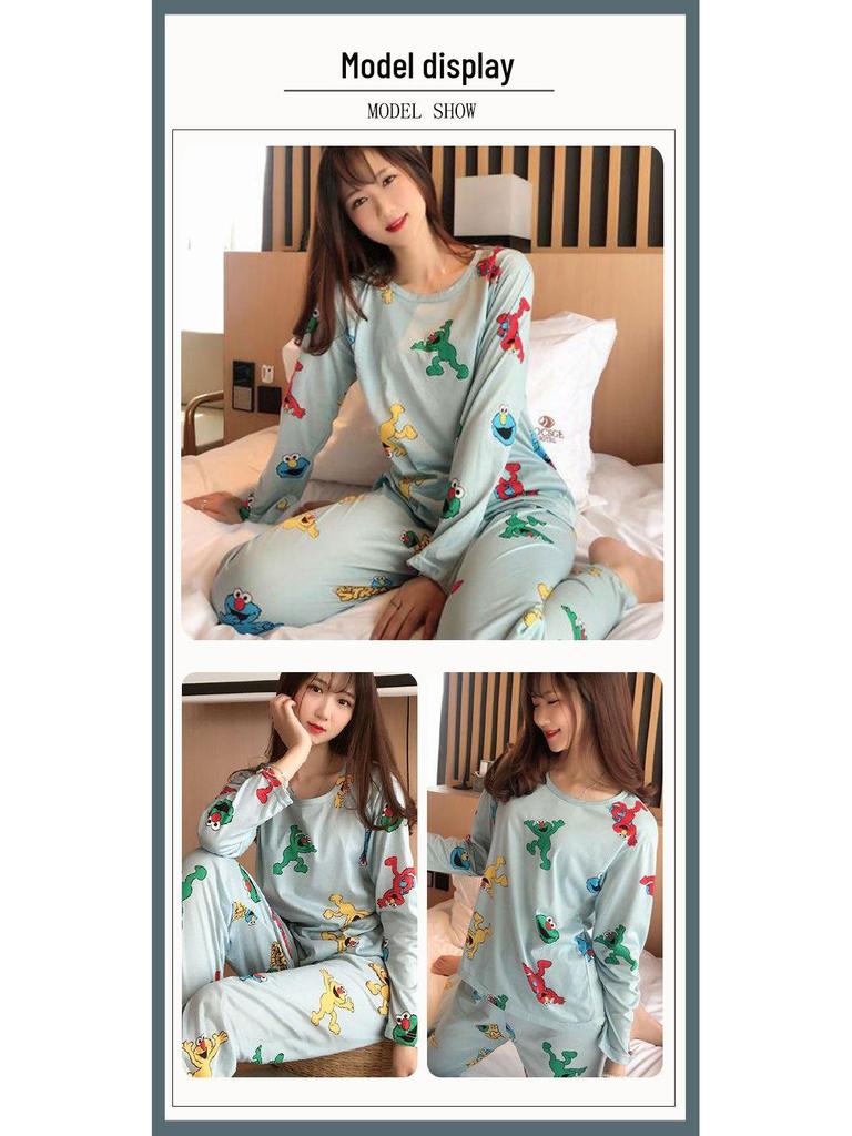 Santa Claus Pajama Set - Crew Neck, Long Sleeve, Sweet & Cute Style, Skin-Friendly Homewear for Dorms