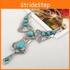 Turquoise Pendant Vintage Necklace With Alloy Chain And Multilayer Design