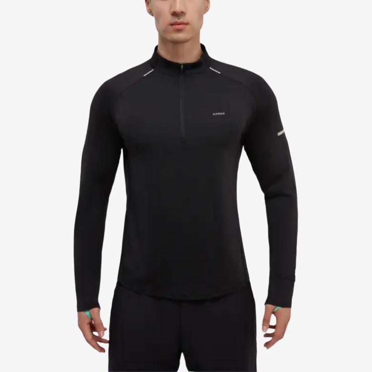 DECATHLON KIPRUN 500 Series Sweat-Wicking Breathable Comfortable Long Sleeve T-Shirt Men's Smoky Black