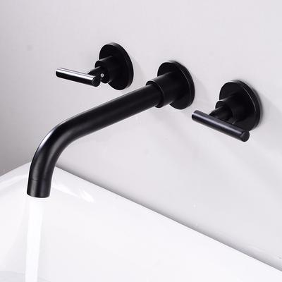 BAKALA Brass Matte Black Bathroom Sink Faucet Tap Hot Cold Wash Basin Water Swivel Spout Wall Mounted Bath Mixer