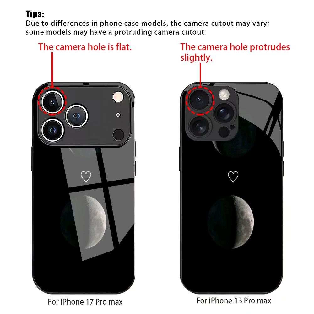 Custodia per cellulare in vetro con semplice motivo lunare adatta per iPhone 17/16/15/14/13/12/11Pro Max cover posteriore anti-caduta all-inclusive