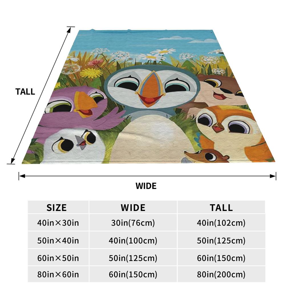 Flanell-Kuscheldecke Papageientaucherfelsen Cartoon Warme Plüschdecken Weiche Tagesdecke für Bett Wohnzimmer Zuhause Reise Sofa