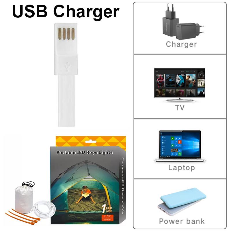 Magnetic Led Strip Lights White Usb Camping Waterproof Led Tape Light 5V Led Lights Strips Portable Led Lights Strips Outdoor