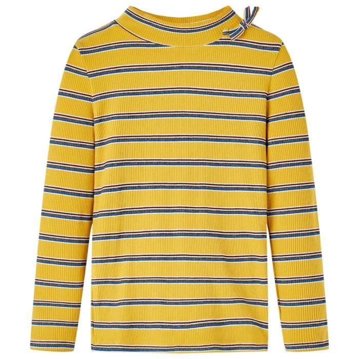 Children's Long-sleeved T-shirt with 2-color Stripes and 5 Sizes Available