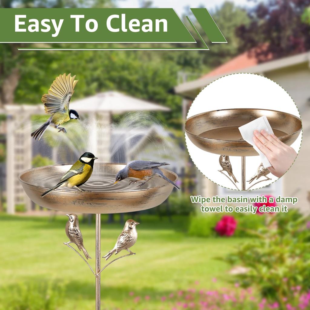Bird Feeder Standing Bath Iron Large Capacity Outdoor Bird Bath Tub With 5 Pronged Base Garden Decoration Bird Feeding Water