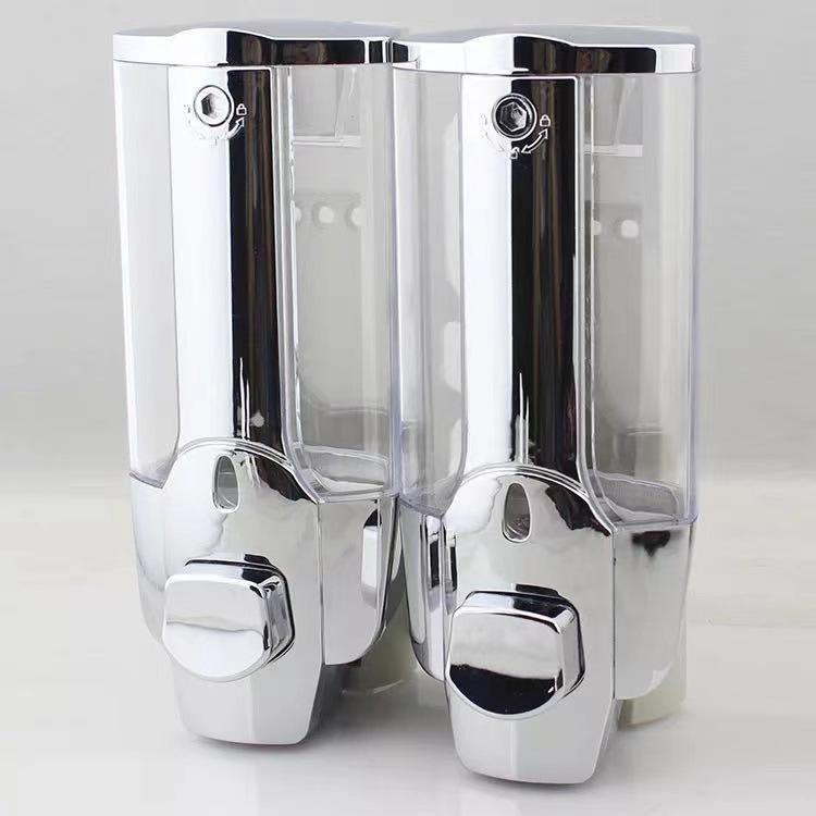Manual Wall Mounted Plastic Soap Dispenser, Household Hotel Double Headed Soap Dispenser Box Press