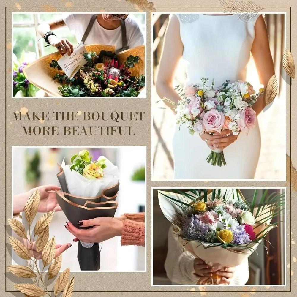 20 Sheets 9 Colors Flower Wrapping Paper Waterproof Gold Edge Bouquet Wrapping Paper Half Transparent