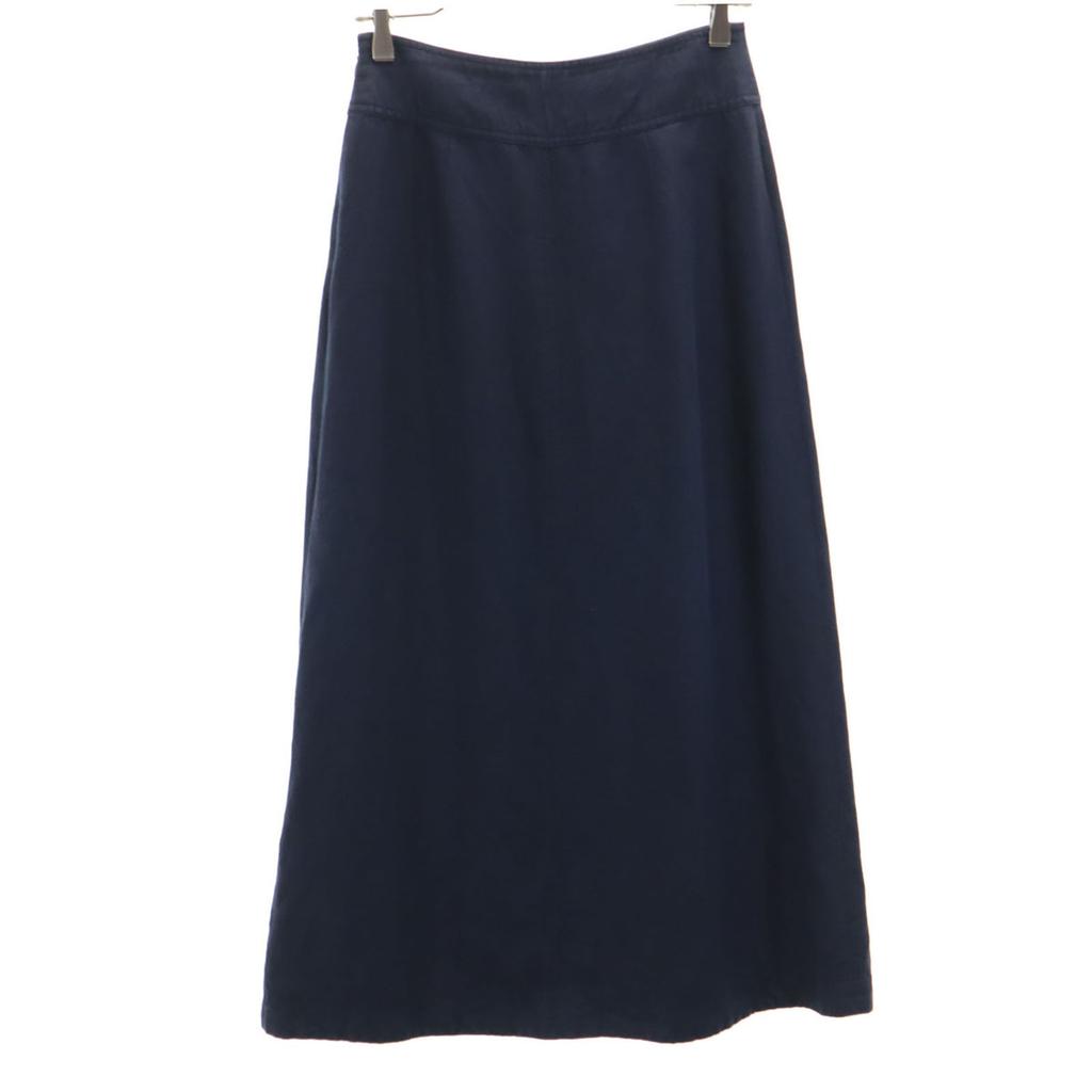 Mila Owen Linen Blend Long Skirt 1 Navy Women Used