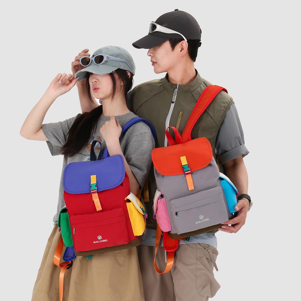 Schoolbag Backpack Women's Contrasting Color Casual Versatile Simple Backpack 1011 New Men's Fashion Trend Outdoor Mountaineering Travel Bag