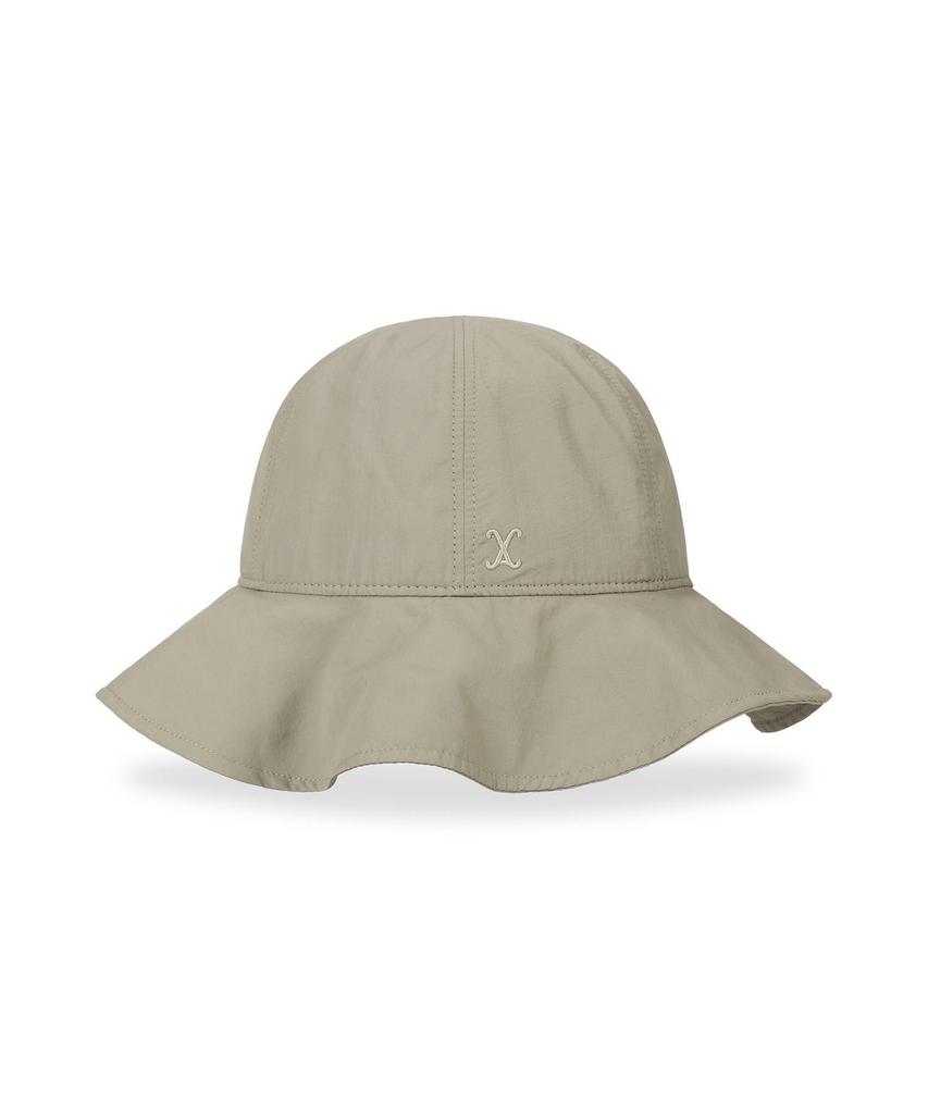 Bajal Va Curved Logo Round Frill Bucket Hat Beige