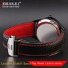 19mm 20mm 22m Cowhide Watchband For TAG Heuer Calera Monaco F1 Black Red Men Genuine Leather Strap Metal Folding Buckle Bracelet