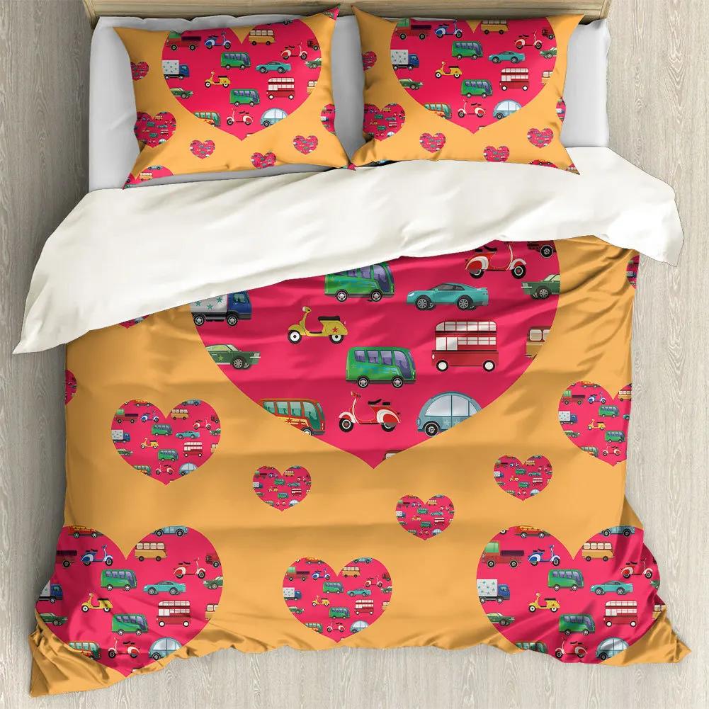 Carton Car Cover Toy Truck Bus Soft Duvet Cover Excavator Children Young Boys Young Girls Gifts Trafic Light Smal Animals Drive Bedrom Decor