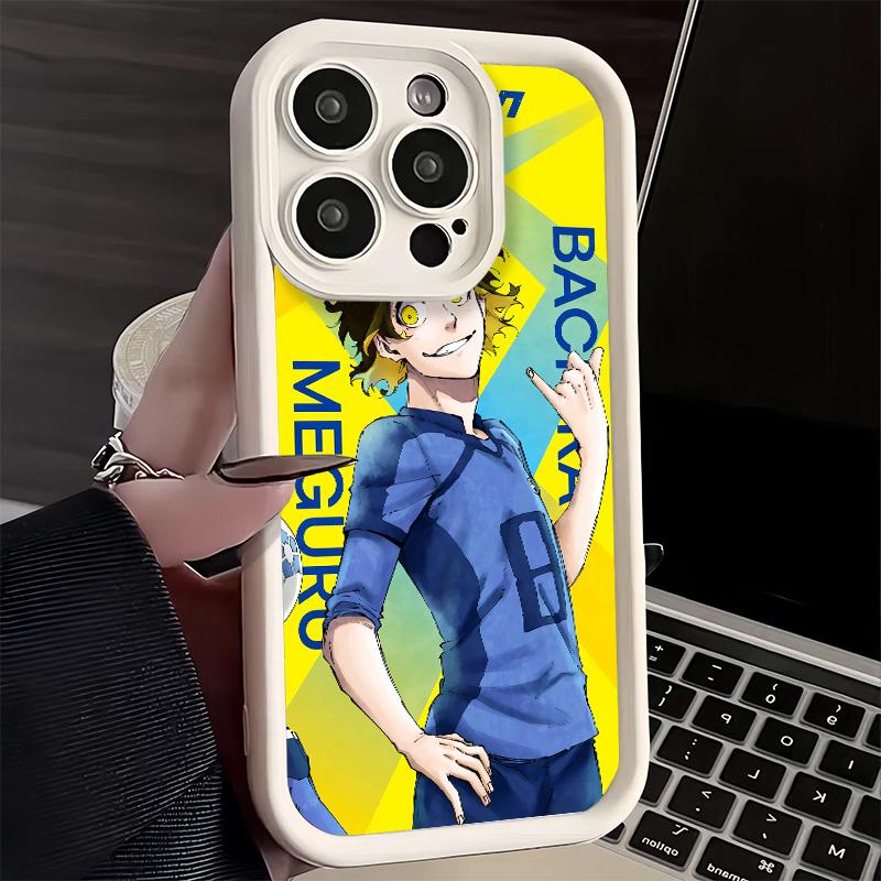 Phone Case for iPhone 17 Air 16E 15 16 Pro Max Anime Blue L-Lock Desgin Cover 14 Plus 13 12 Mini Soft Shell Silicone Fundas
