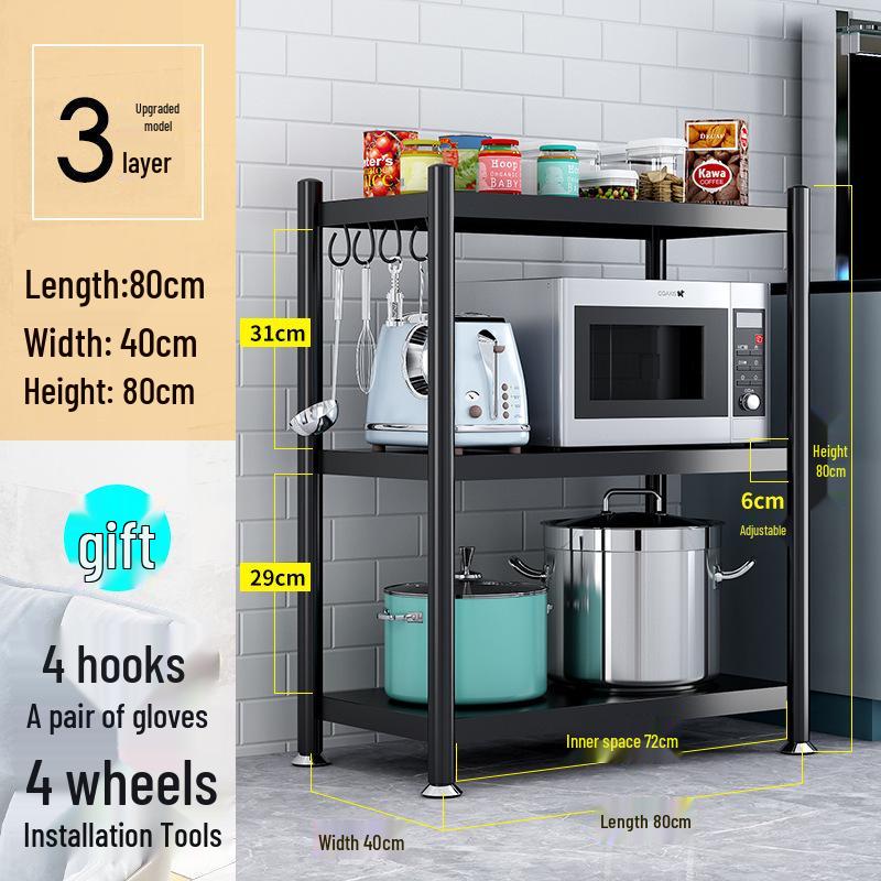Freestanding Multi-Layer Kitchen Storage Rack for Microwave and Pots