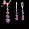 Romantic 925 Sterling Silver Link Chain Crystal Pendant Jewelry Set For Women Choker Wedding Jewelry Set