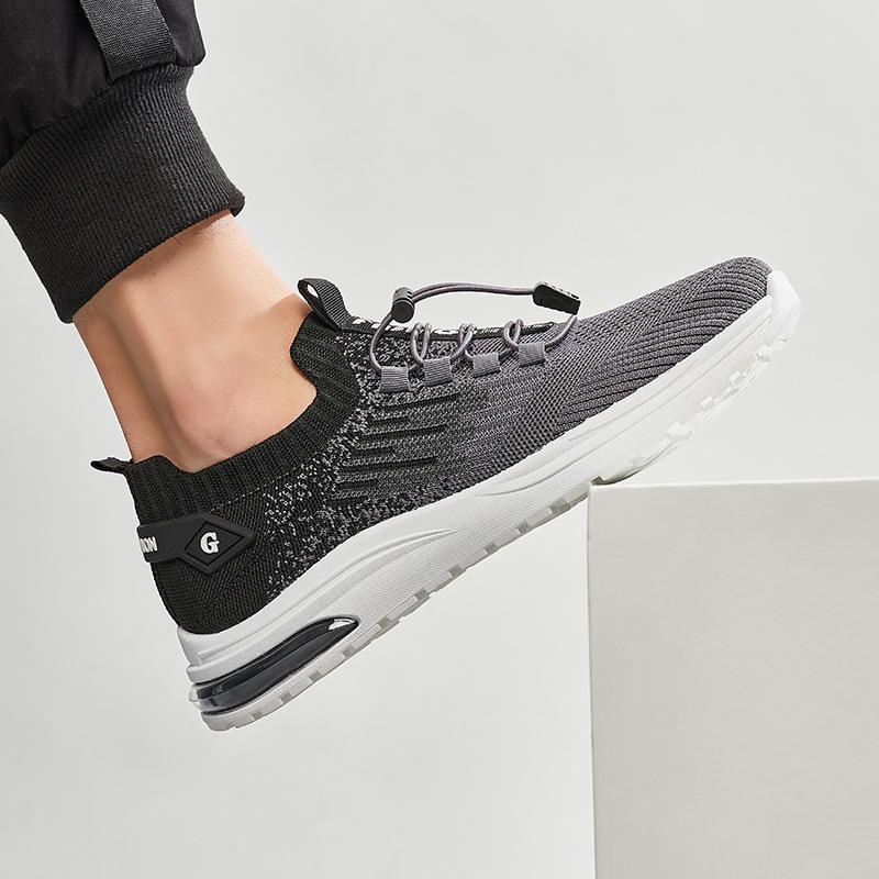 Autumn new products men's single shoes fly-woven socks casual shoes soft sole light air cushion sports shoes