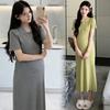 Korean Style Maternity Knit Dress - Plus Size Polo Collar, Loose Fit (2026 Collection)