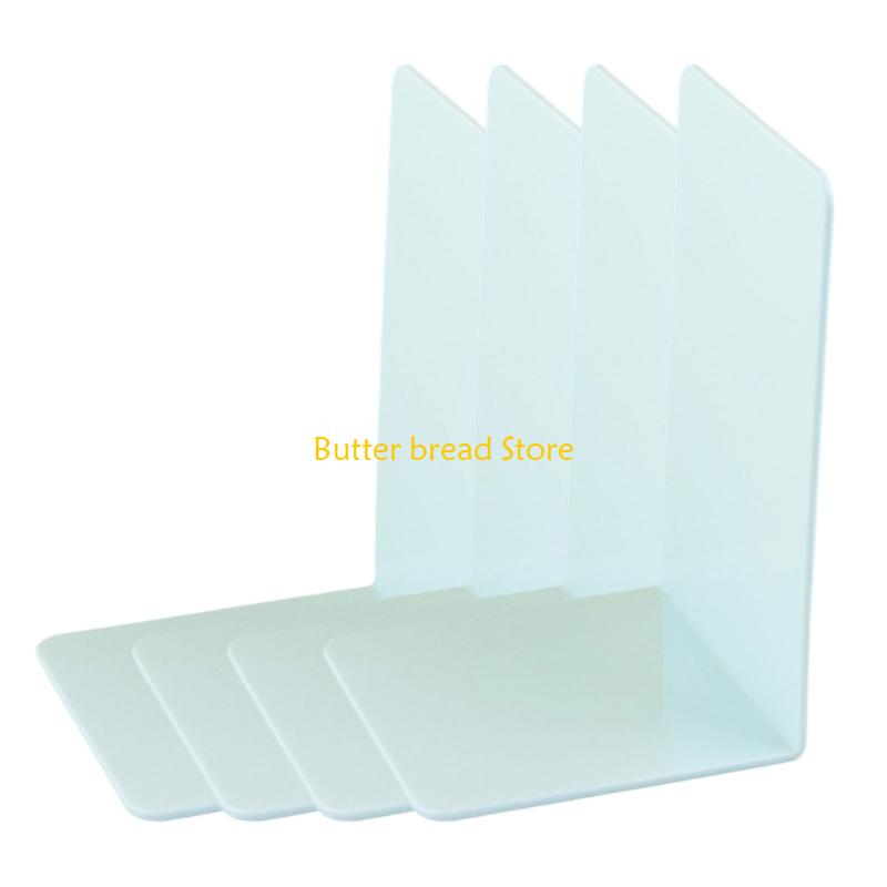 W89C 4 Pcs Acrylic Bookends L-Shape Bookends Book End Book Holders Book Support