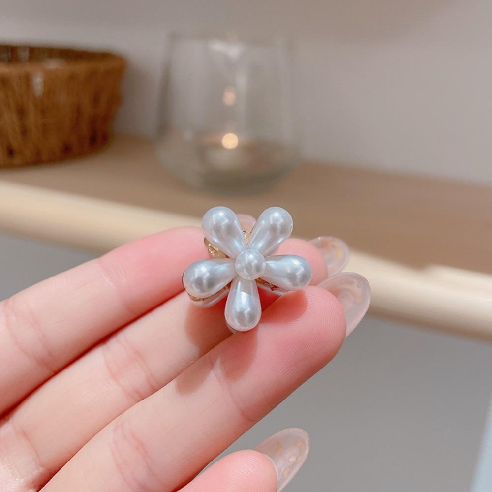 10pcs Korean Style Mini Hair Claw Sweet Women Side Clip Simple Pearls Flower Hairpin  Party