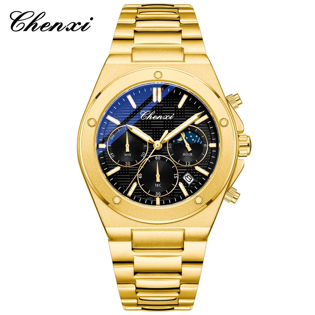 Men Multifunction Quartz Watch Luminous Waterproof Business Fashion Wristwatch