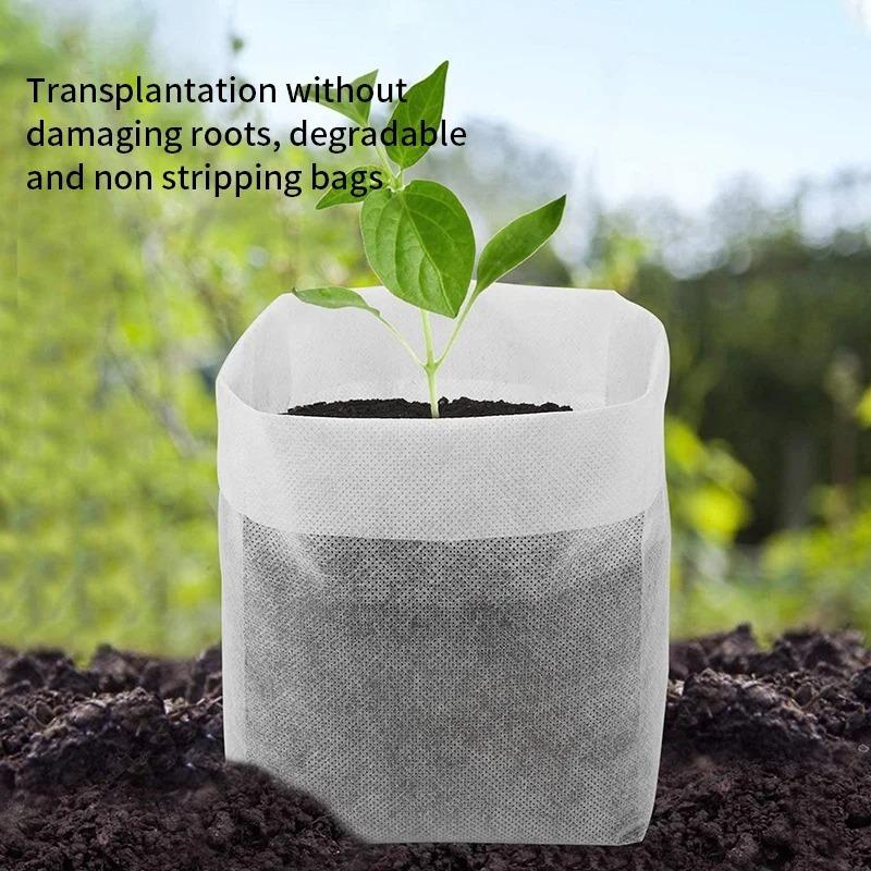 100-500pcs Non-woven Fabric Seeding Bags Plant Grow Bags Seed Nursery Bag Garden Seedling Growing Planter Pots Biodegradable