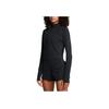 Under Armour Training Fitness Running Mock Neck Solid Pullover Slim Fit Long Sleeve Crop T-Shirt Women Tops Black 1386338-001