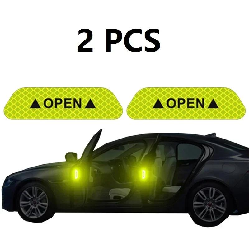 2PCS Car Door Reflective Sticker Safety Opening Warning Reflective Tape Car Accessories Interior Exterior Reflector