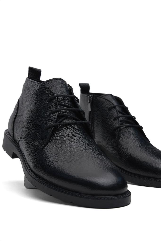 Pánská móda Kozačky na plochém podpatku z pravé kůže Černá Pohodlné tvarované přední šněrovací boty Boty