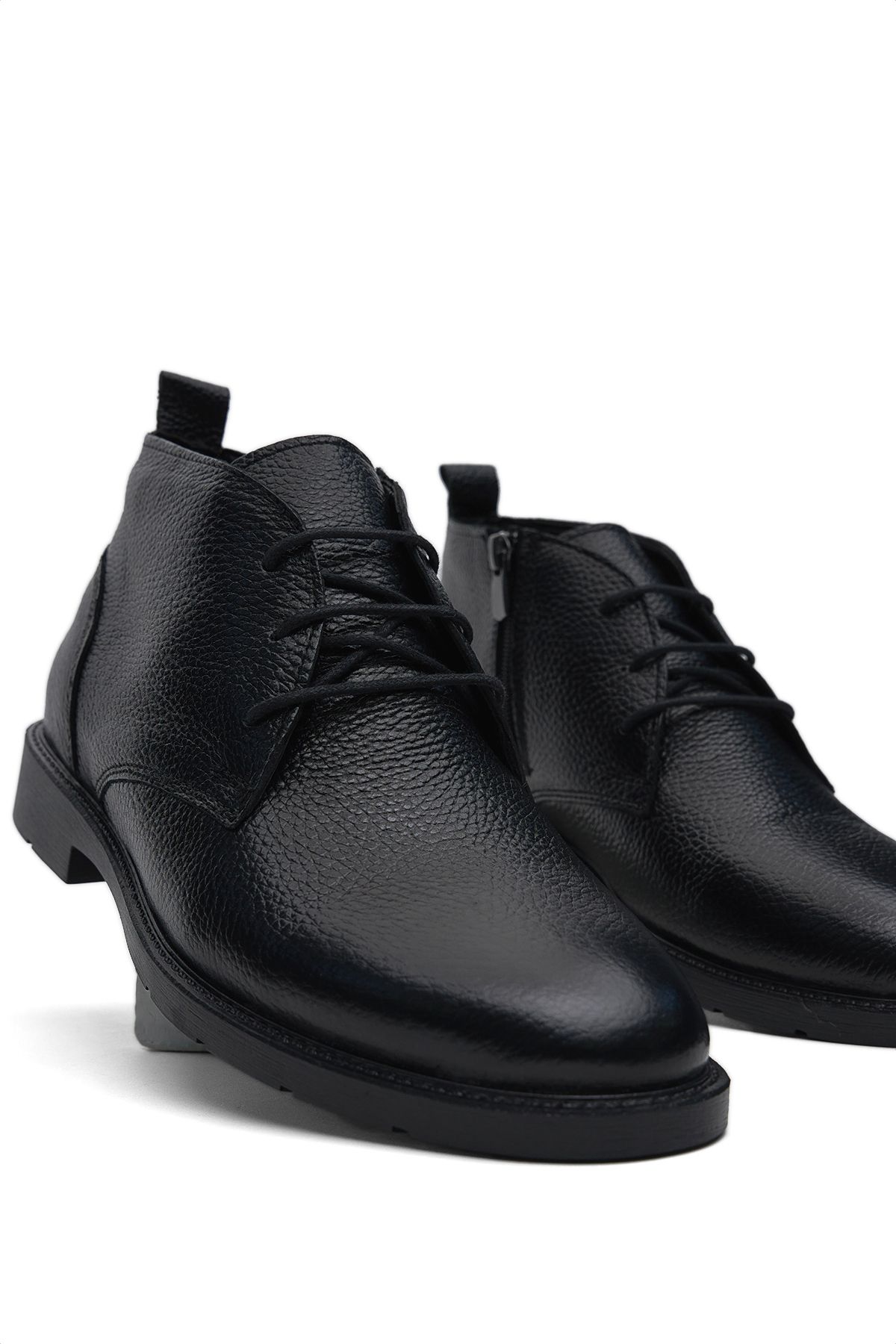 

Men s Fashion Genuine Leather Flat Heeled Booties Black Comfortable Mold Front Lace Up Boots Shoes 40