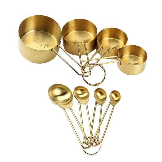 Stainless Steel Measuring Cup Measuring Spoon Set Ergonomic Handles Measuring Cups & Spoons Set Dishwasher Safe Kitchen Tools for Cooking &