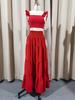 2025 Summer European & American Cross-Back Mid-Waist Solid Color Spaghetti Strap Swing Dress Set