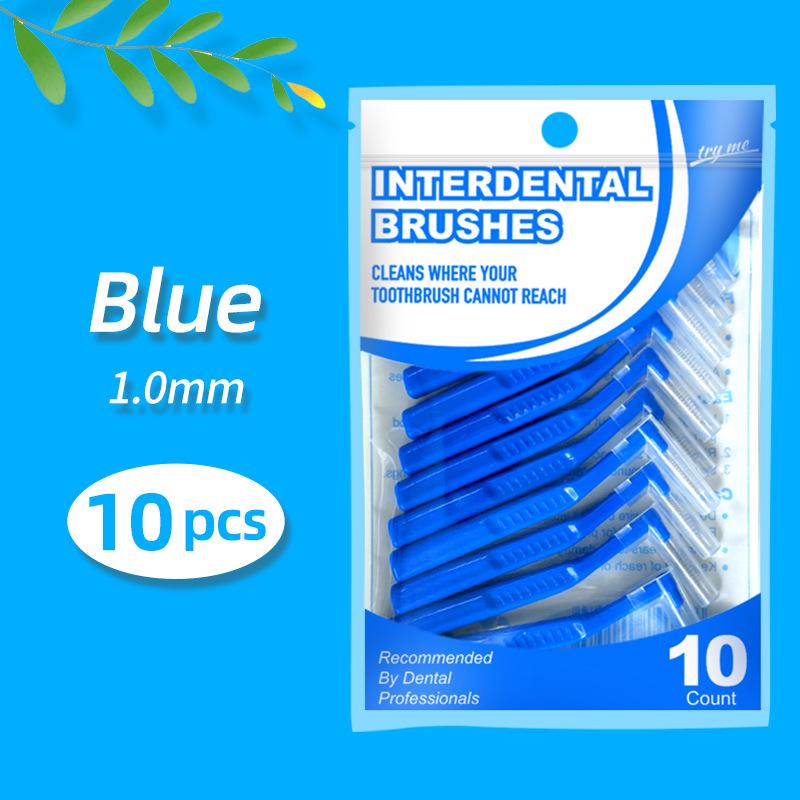 L-Shaped Interdental Toothbrush Set (10-Pack) with Wire Bristles